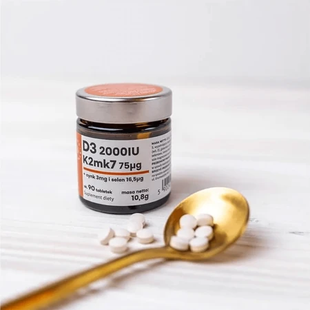 Aura Herbals D3 2000 IU K2MK7 75 µg + zink + selenium, 90 tabletten