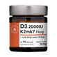 Aura Herbals D3 2000 IU K2MK7 75 &#181;g + Zink + Selen, 90 Tabletten