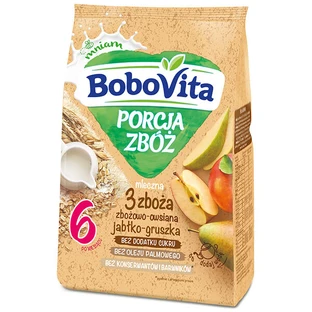 BoboVita Haferflocken 3 Getreide, Äpfel und Birnen ohne Zuckerzusatz, ab 6 Monaten, 210 g