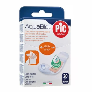 Pic Solution AquaBloc, pansements, antibactérien, imperméable, 19 mm x 72 mm, 20 pièces