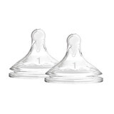 Dr Brown's Options+ Wide Neck Silicone Baby Bottle Nipple Level 1 Natural Flow 0-3 Months 2 Pack