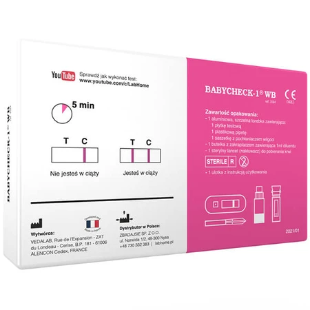 LabHome Babycheck-1, WB Test de grossesse par piqûre de doigt, 1 pièce