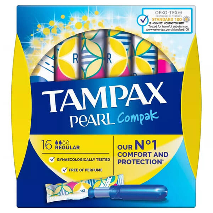 Buy Tampax Compak Pearl, sanitary pads with applicator, Regular, 16 pcs Tampax Compak Pearl, sanitary pads with applicator, Regular, 16 pcs