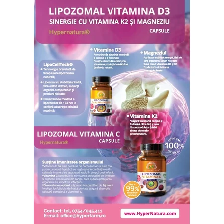 Hypernatura Lipozomal Vitamina D3 + K2 + Magnesio, 30 cápsulas