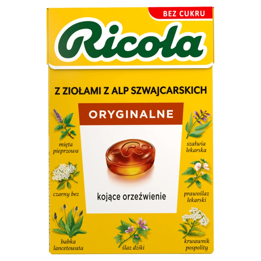 Ricola Original Herbal, bonbon suisse aux herbes, sans sucre, 27.5 g