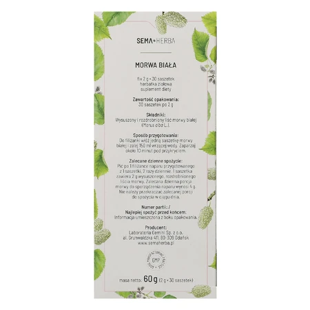 SEMA Herba Morera Blanca Fix, 2 g x 30 bolsitas