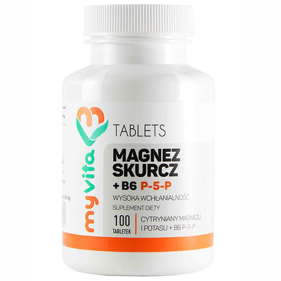 Boutique MyVita, Magnésium rétrécissement + vitamine B6 P-5-P, 100 comprimés MyVita, Magnésium rétrécissement + vitamine B6 P-5-P, 100 comprimés