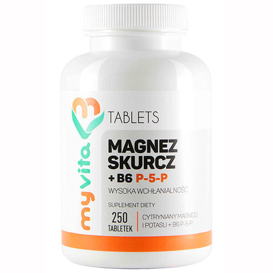 Boutique MyVita, Magnésium rétrécissement + vitamine B6 P-5-P, 250 comprimés MyVita, Magnésium rétrécissement + vitamine B6 P-5-P, 250 comprimés