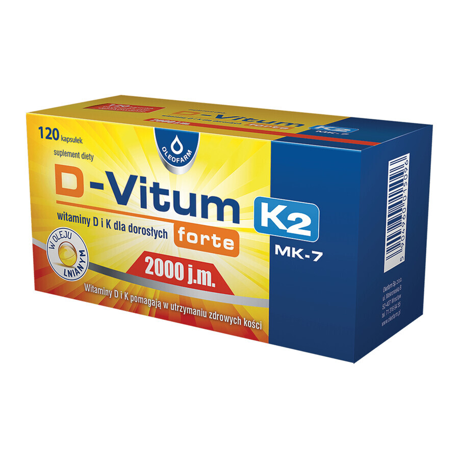 Boutique D-Vitum forte 2000 IU. K2 MK-7, 120 gélules D-Vitum forte 2000 IU. K2 MK-7, 120 gélules