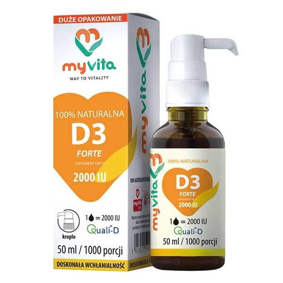 Acquista MyVita Natural D3 Forte, vitamina D 2000 UI, gocce, 50 ml MyVita Natural D3 Forte, vitamina D 2000 UI, gocce, 50 ml