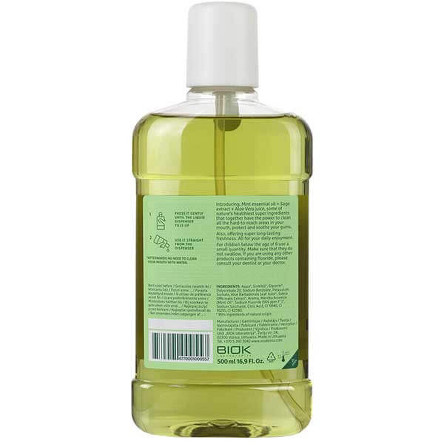 Ecodenta, bain de bouche multifonctionnel à l'extrait de sauge, à l'aloe vera et à l'huile de menthe poivrée, 500 ml