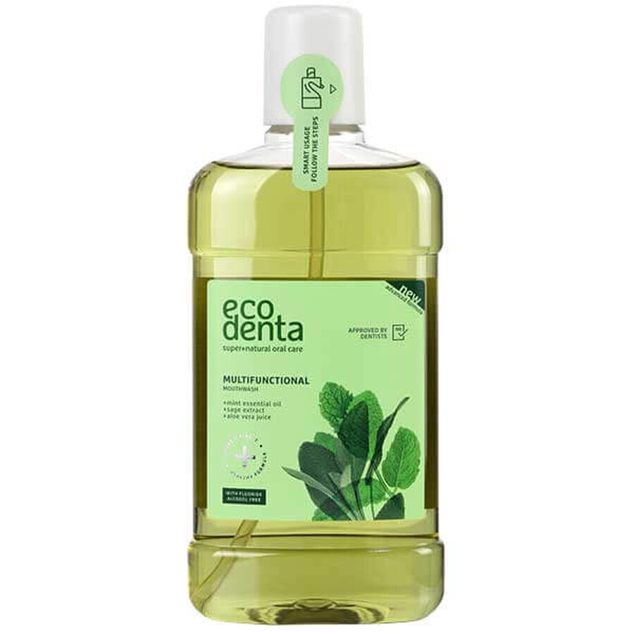 Ecodenta, bain de bouche multifonctionnel à l'extrait de sauge, à l'aloe vera et à l'huile de menthe poivrée, 500 ml