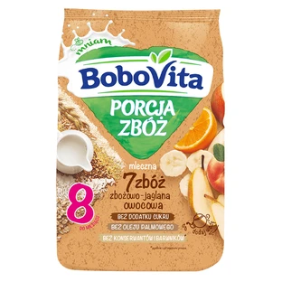 BoboVita Porcja Zbóż céréales-œuf porridge 7 céréales, fruits, lait, sans sucre ajouté, après 8 mois, 210 g