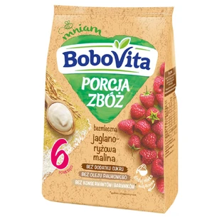 BoboVita Porcja Zbóż Reisbrei mit Himbeeren, ohne Milch, ohne Zuckerzusatz, ab 6 Monaten, 170 g