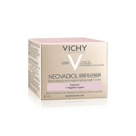 Vichy Neovadiol Rose Platinium, crema facial de rosas revitalizante y reafirmante para pieles maduras de noche, 50 ml