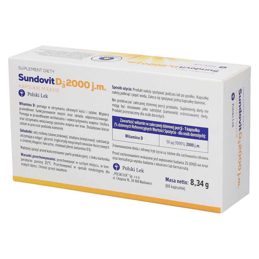 Sundovit D3 2000 UI, 60 capsule moi