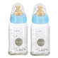Hevea, glass bottle with rubber nipple, medium flow, blue, 3-24 months, 2 x 120 ml