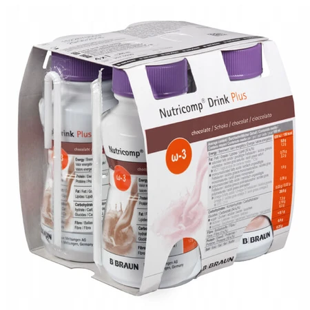 Nutricomp Drink Plus, voedingspreparaat, chocoladesmaak, 4 x 200 ml