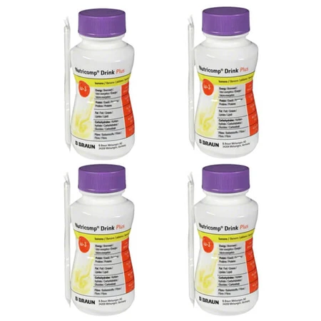 Nutricomp Drink Plus, Nährstoffpräparat, Geschmacksrichtung Banane, 4 x 200 ml