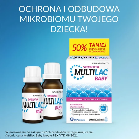 Multilac Baby Synbiotic, gotas para niños a partir de 2 meses, 2 x 5 ml