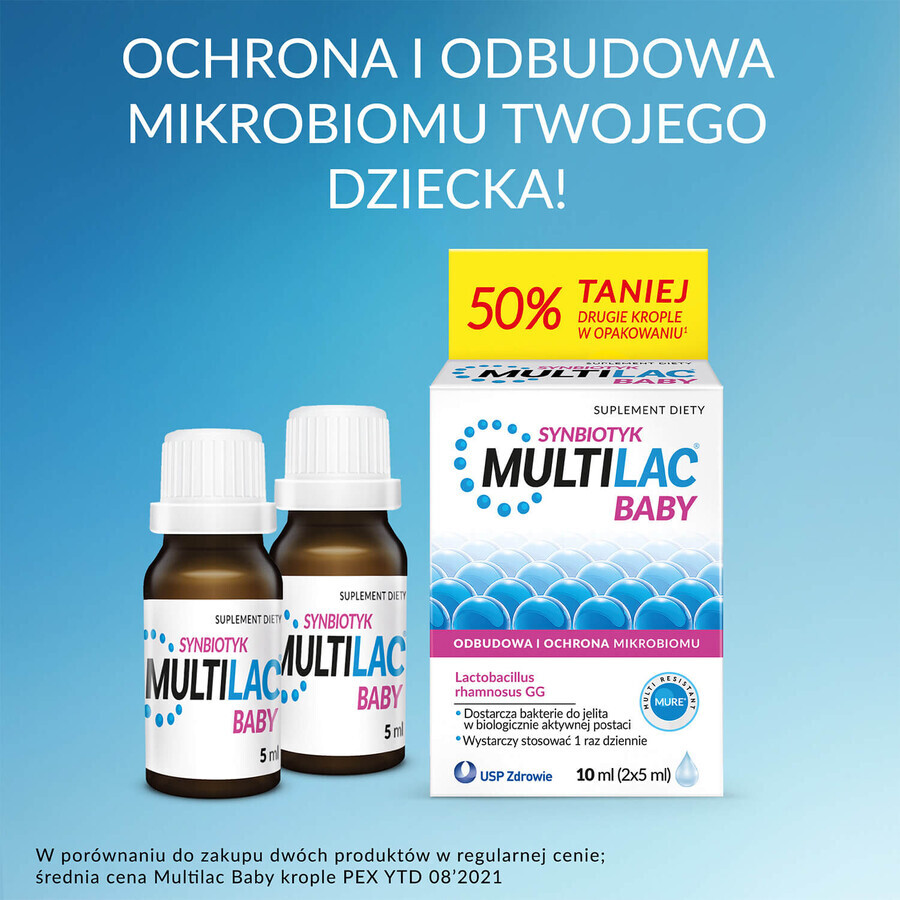Multilac Baby Synbiotic, drops for children from 2 months, 2 x 5 ml