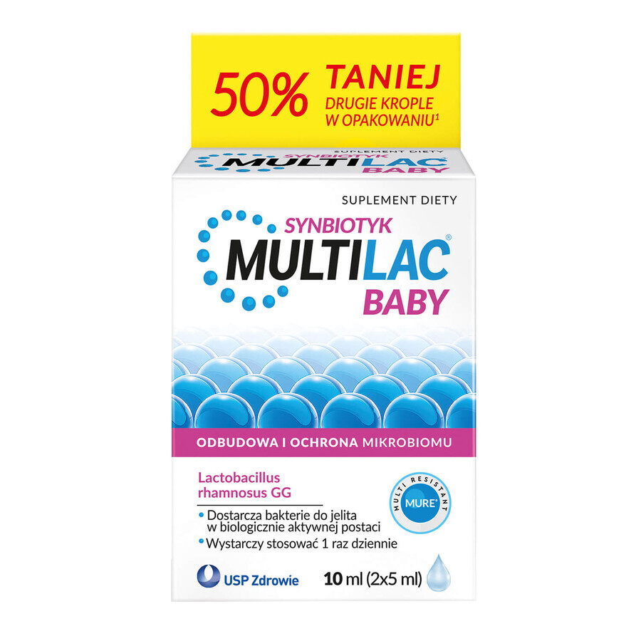 Multilac Baby Synbiotic, drops for children from 2 months, 2 x 5 ml