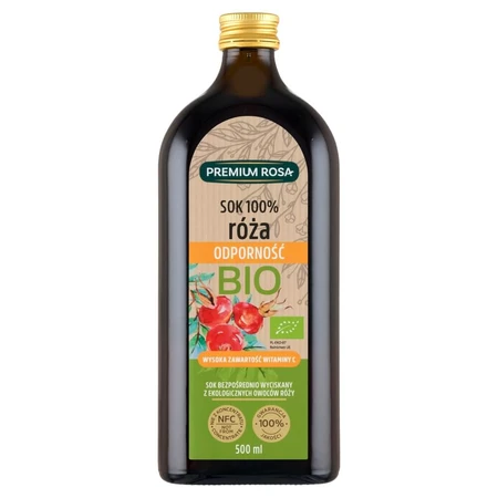 Premium Rosa Wildrose, 100% biologischer Fruchtsaft, 500 ml