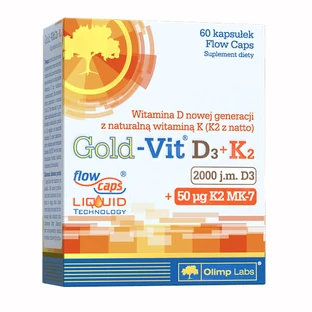 Olimp Gold-Vit D3 + K2, Vitamin D 2000 IU + Vitamin K 50 µg, 60 Kapseln