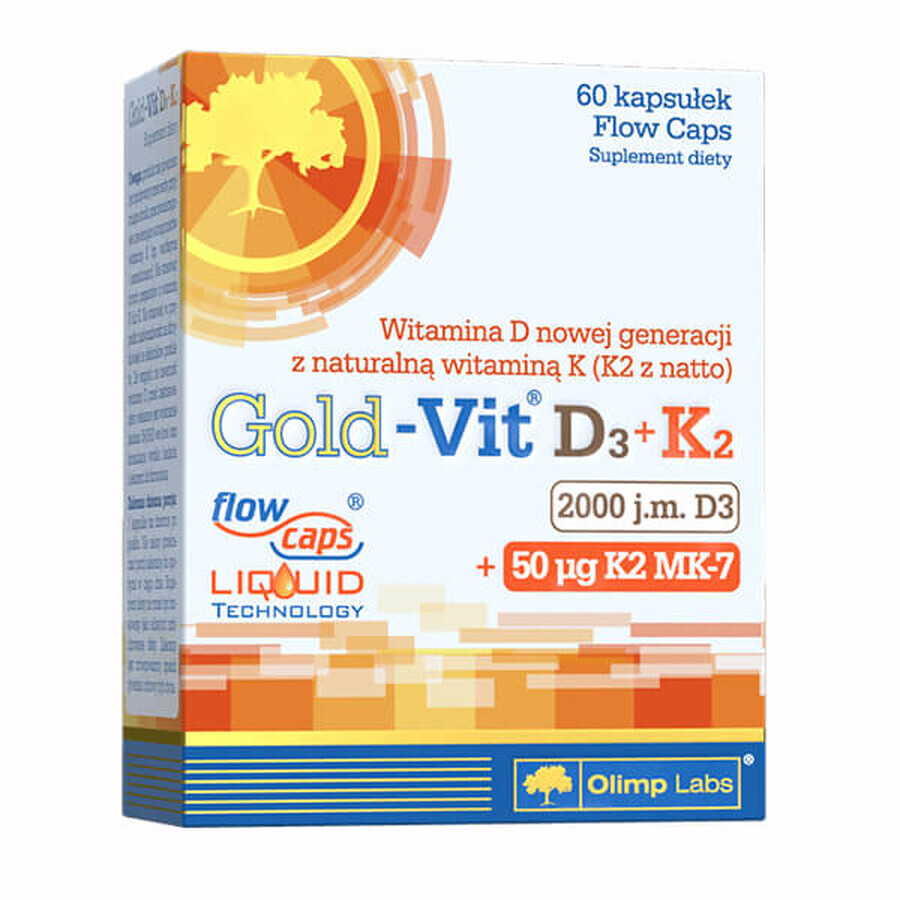 Buy Olimp Gold-Vit D3 + K2, vitamin D 2000 IU + vitamin K 50 µg, 60 capsules Olimp Gold-Vit D3 + K2, vitamin D 2000 IU + vitamin K 50 µg, 60 capsules