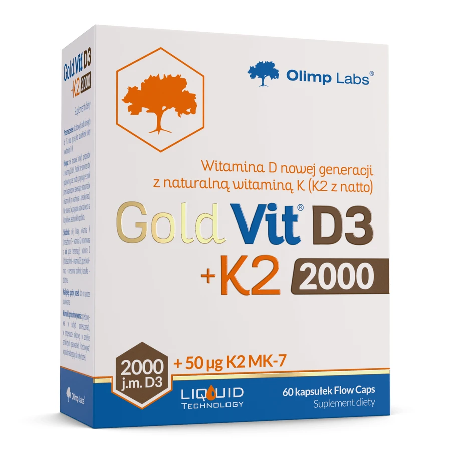 Olimp Gold-Vit D3 + K2, Vitamin D 2000 IU + Vitamin K 50 µg, 60 Kapseln