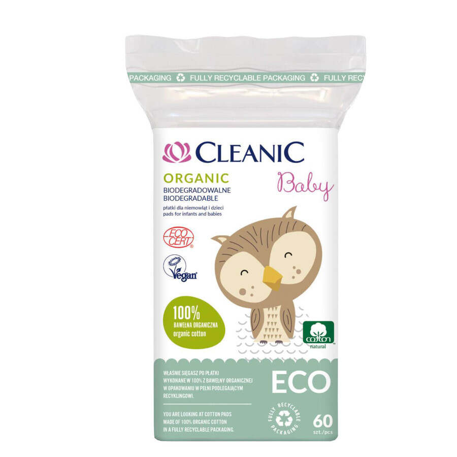 Shop Cleanic Eco Baby Bio, Wattepads für Säuglinge und Kinder, 60 Stück Cleanic Eco Baby Bio, Wattepads für Säuglinge und Kinder, 60 Stück