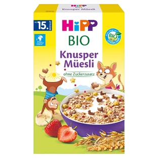 HiPP Musli Bio, banaan en aardbei, zonder toegevoegde suiker, vanaf 15 maanden, 200 g