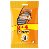 BIC 3 Sensitive Pouch Men's Razor Three Blades 12 Pieces
