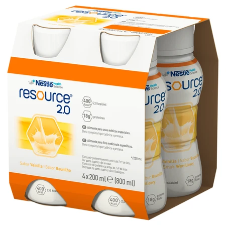 Fórmula nutricional Resource 2.0, sabor vainilla, 4 x 200 ml, Nestlé