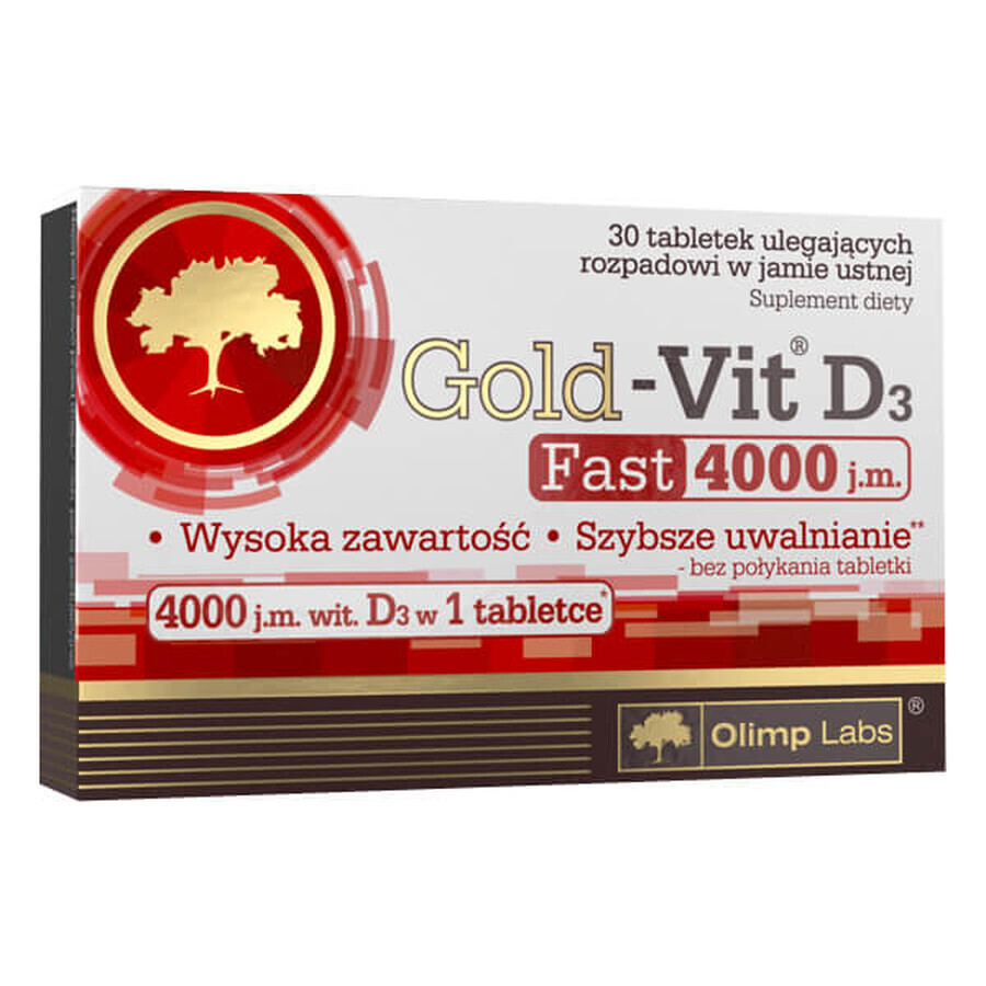 Cumpără Olimp, Gold-Vit D3 4000 UI. Rapid, aromă de mere, 30 comprimate Olimp, Gold-Vit D3 4000 UI. Rapid, aromă de mere, 30 comprimate