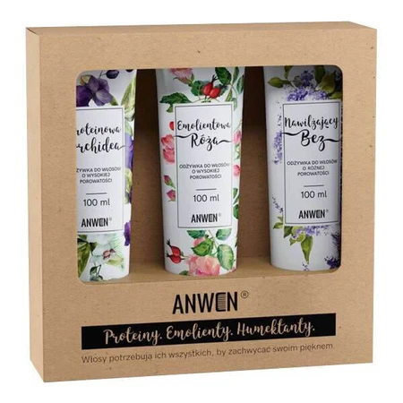 Anwen set, conditionneurs pour cheveux à porosité élevée, 3 x 100 ml