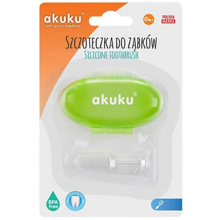 AKUKU, cepillo de dedos de silicona, verde, A0264, 1 pieza