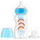 Dr Brown&#39;s Options+, ensemble biberon-tasse, biberon anti-colique, col large, 270 ml avec t&#233;tine, niveau 3 + embout buccal sans goutte, bleu