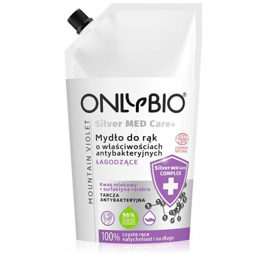 Boutique OnlyBio Silver MED Care+, savon antibactérien pour les mains, apaisant, stock, 500 ml OnlyBio Silver MED Care+, savon antibactérien pour les mains, apaisant, stock, 500 ml