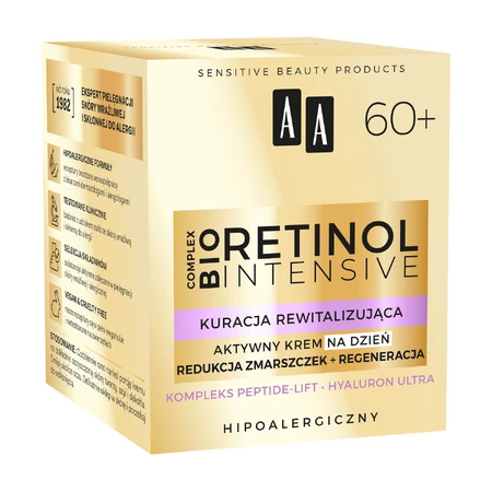 AA Retinol Intensive 60+, crème de jour active, réduction des rides + régénération, 50 ml