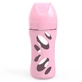 Twistshake, biberón anticólicos, vidrio, con tetina de silicona M, flujo medio, rosa, a partir de 2 meses, 260 ml