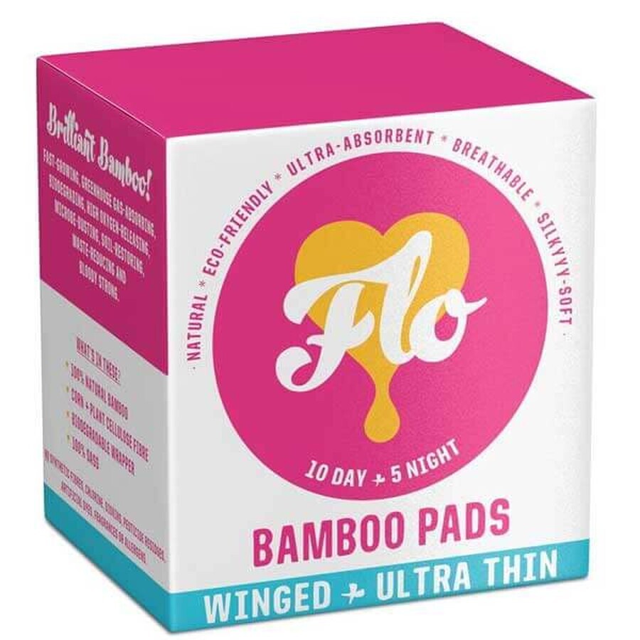 Cumpără Flo, prosoape sanitare din bambus, 10 buc pentru zi + 5 buc pentru noapte Flo, prosoape sanitare din bambus, 10 buc pentru zi + 5 buc pentru noapte