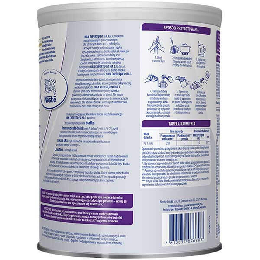 Modified milk for children over 1 year, NAN Expertpro HA 3, 800 g, Nestlé
