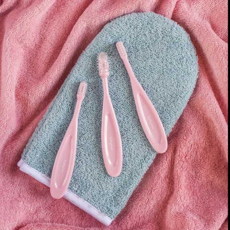 BabyOno, brosses à dents pour bébés et enfants, 550/01, rose, 3 pièces