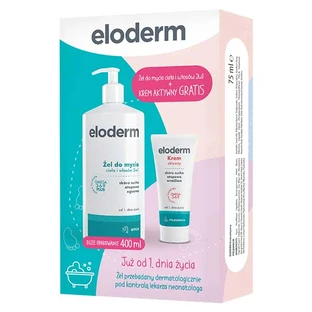Eloderm Omega 3-6-9 Plus, gel limpiador 2 en 1 para cuerpo y cabello, desde el 1er día de vida, 400 ml + crema activa adicional desde el 1er día de vida, 75 ml