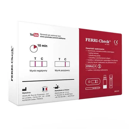 LabHome Ferri-Check, Bluttest zum Nachweis von Eisenmangel, Diagnose von Anämie, 1 Stück