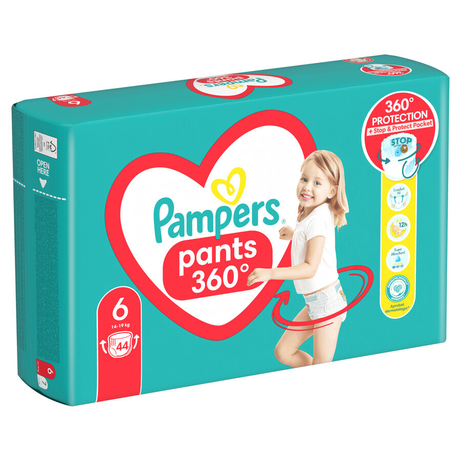 Pampers Pants, pantalones pañales, Extra Large, talla 6, 14-19 kg, 44 piezas