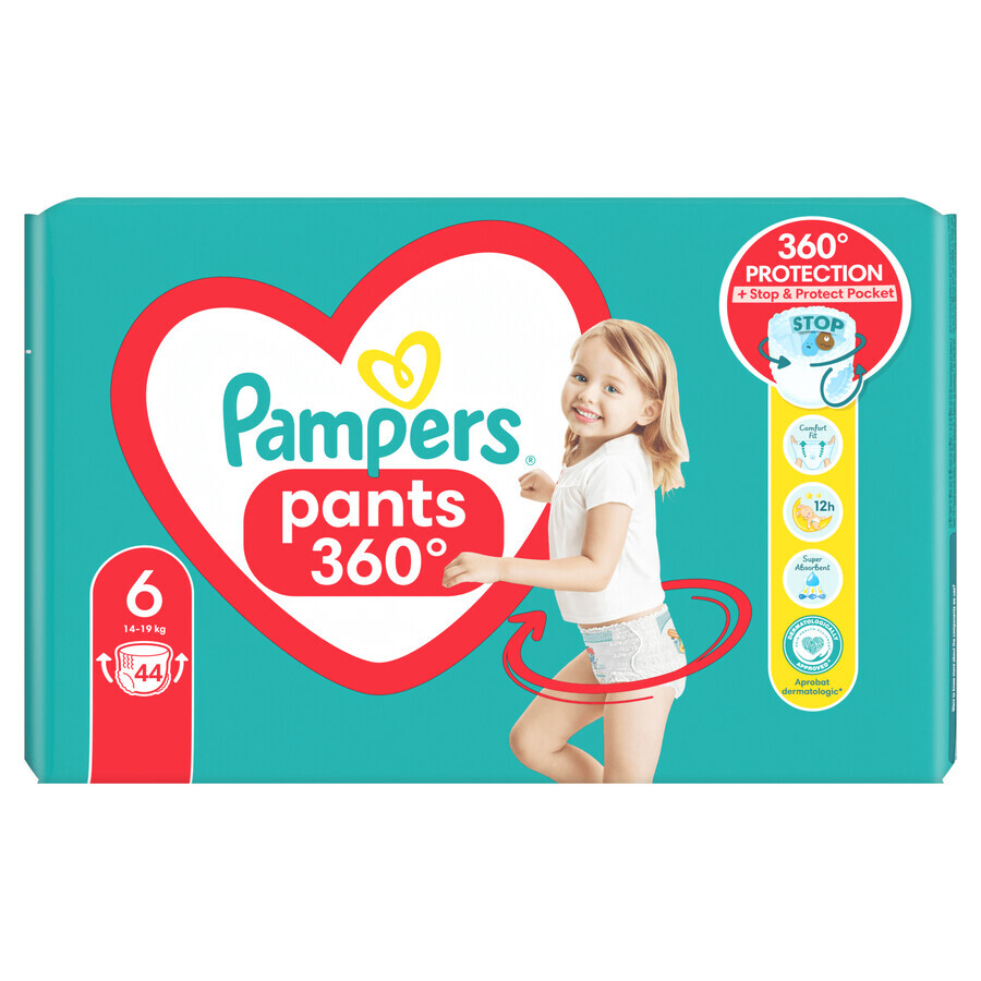 Pampers Pants, pantalones pañales, Extra Large, talla 6, 14-19 kg, 44 piezas