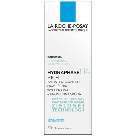 La Roche-Posay Hydraphase HA Crema rica e intensamente hidratante con una consistencia rica, 50 ml