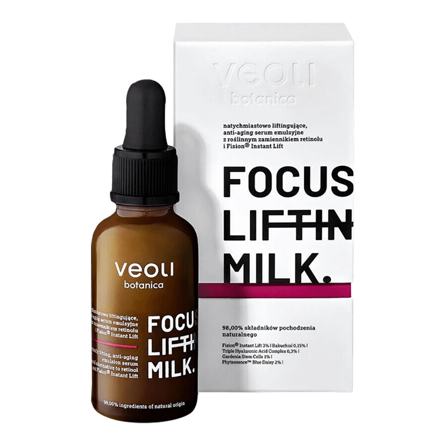 Boutique Veoli Botanica Focus Lifting Milk, sérum émulsion liftant, anti-âge, avec bacchiole et Fision Instant Lift , 30 ml Veoli Botanica Focus Lifting Milk, sérum émulsion liftant, anti-âge, avec bacchiole et Fision Instant Lift , 30 ml